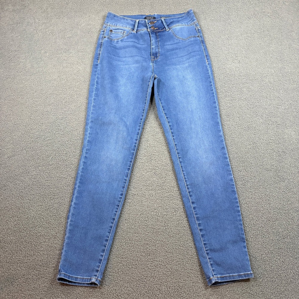 Curve Appeal Jeans Womens 10/30 Blue Curve Creator High Rise Skinny Stretch